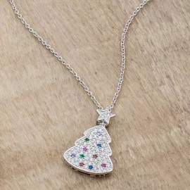 Unbranded Multicolor Christmas Tree Drop Necklace