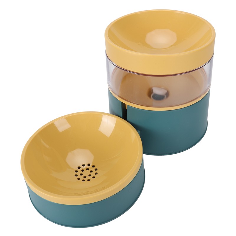 Pet Double Bowl Water Dispenser 1L Neck Protection Anti Tip