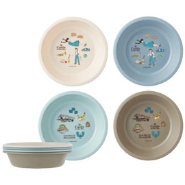 Skater P6P-A Set of 4 Plastic Bowls, 6.1 inches (15.5 cm), Children's Rice Bowls, Castle in the Sky, Laputa, Studio Ghibli, Made in Japan