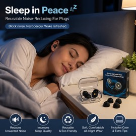 Reusable Noise Reducing Ear Plugs for Sleep – Comfortable In-Ear Silicone Design for Travel & Focus