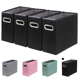 ComfortKeeper A4 Size File Organizer, Hanging File Folders Organizer, Small Storage Box, Collapsible File Box Paper Organizer with Metal Handle, Smooth PVC Rails, Only Box (Black, 4 Packs)