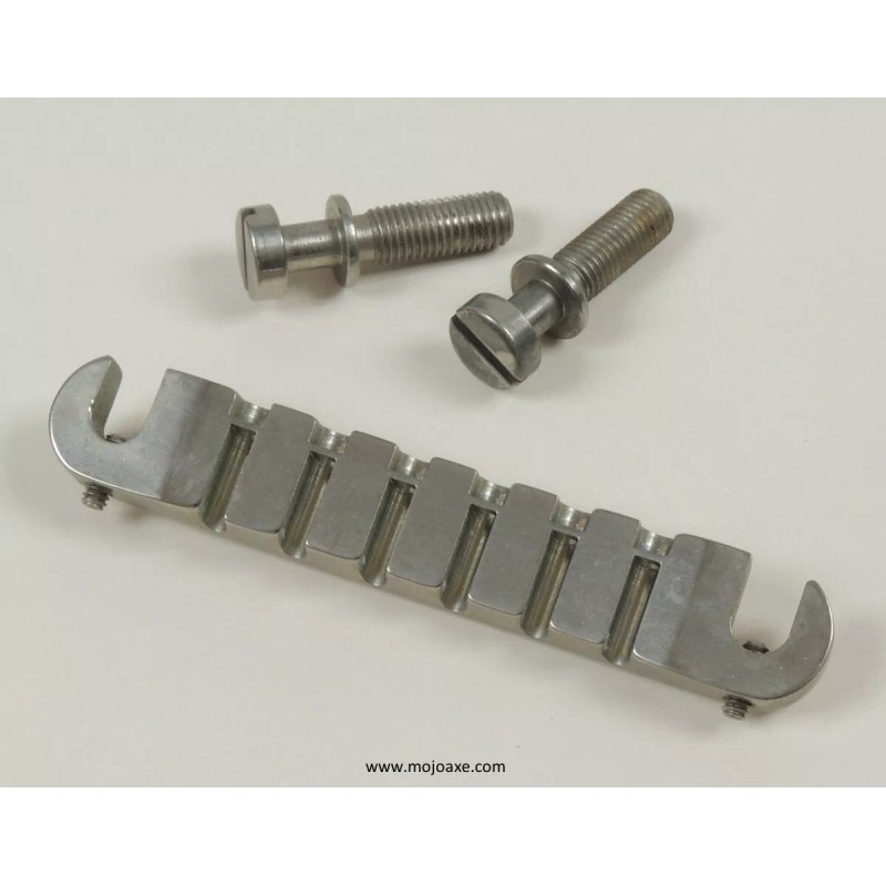 MojoAxe LEFT HAND Lightning Bolt Wraparound Bridge, lightweight, AGED NICKEL,