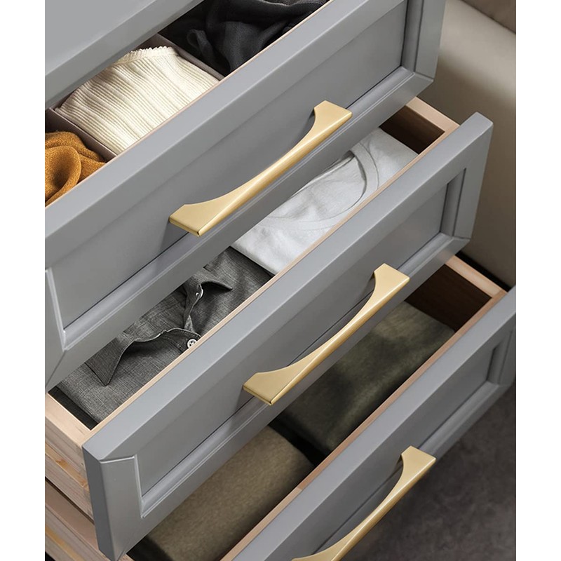 Myxekllo 4 Pack Gold Cabinet Drawer Pulls, Brushed Brass Pulls