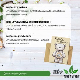 Laurea Verde We get a baby (neutral) - scratch card for pregnancy announcement, set with kraft paper envelope, ready with golden scratch label for baby announcement