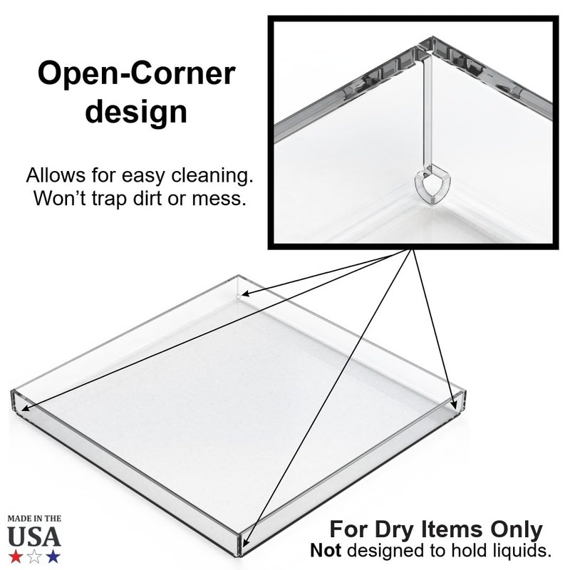Clear Acrylic Organizer Tray, 10 x 10 Low-Profile Display &