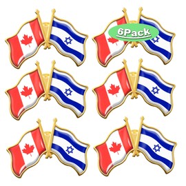 6/Pack-Canada Canadian Israel Friendship Flag Pins Bulk -1.5” Patriotic CA Support Israeli Jewish Flag Pins Badge Souvenir - I Stand with Israel Flag Pins