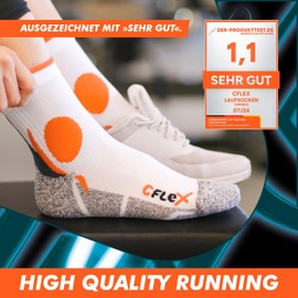 CFLEX running socks – 4 pairs of running socks – shock-absorbent, protective, supportive and air conditioning – sizes 35-46 - white/green, size: 39 - 42