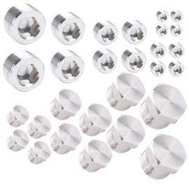 Yoebor Stainless Steel 304 Pipe Plugs Assortment Kit, Inter & Outer Hex Thread Plug, 1/16" 1/8" 1/4" 3/8" 1/2" NPT Countersunk Plug Kits 28PCS