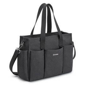 G4Free Canvas Tote Bag for Women Work Large Crossbody Laptop Bags with Pockets Zipper for Nurse Teacher College (Black)