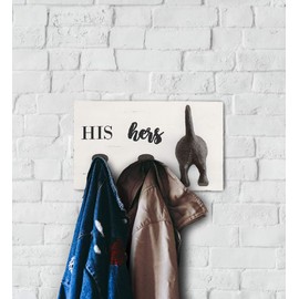 Mud Pie HIS, HERS & PUP WALL HOOK, White, Brown, 2.00" x 11.00"