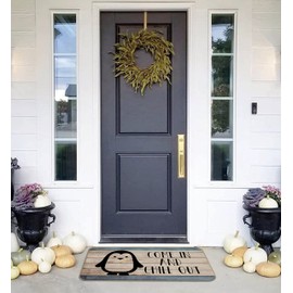 Penguin Themed Decorative Bath, Shower, Tub Penguin Door Mat, 17 x 30 inch Water Absorbent Non Slip Bath Mat, Summer Vintage Penguin Tub Door Mat, Funny Penguin Lover Gift