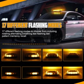 OPPBUY Rechargeable Amber Strobe Light for Truck,48LED 17 Flashing Modes,High Low Brightness,Beacon Rooftop Warning Hazard Traffic Lights w/Magnetic Base for Construction Vehicles