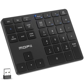 MOFII Bluetooth Number Pad for Laptop - Black Wireless Numeric Keypad 35 Keys USB-C Rechargeable Numpad, Accounting Portable Financial Data 10 Key for Laptop/PC/Desktop/Notebook/Surface Pro
