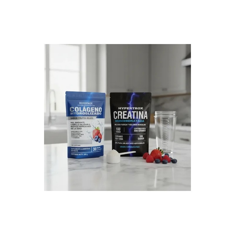 Kit Creatina 500gr Colágeno Hidrolizado 300gr Hypertrox
