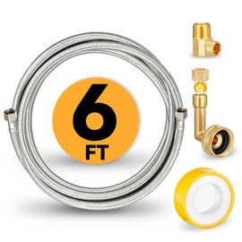 Dishwasher Hose Installation Kit - Includes Water Supply Line, 3/8" Compression Water Splitter, 3/4" FHT Elbow, and 3/8" MIP Elbow (6')