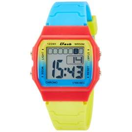 Arias ADWW18087-06 Kids Watch, Digital, Waterproof, Multi-functional, Urethane Strap, 2 Tone, multicolor/red, Kids Watch Stopwatch, Digital, Simple