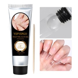 YEPYEPGO 30g Solid Nail Glue Gel, Solid Nail Glue for Press On Nails, Upgrade Cure Needed Gel Glue for Nail Tips, Super Strong Long-Lasting Adhesion Nail Gel Glue Salon Quality
