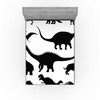Ambesonne Dinosaur Fitted Sheet, Various Black Dino Silhouettes Jurassic Evolution