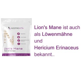 Lions Mane Mushroom 1000 mg | 120 Capsules | Lion Mane Mushroom (Hericium Erinaceus) Extract | Nootropic Medicinal Mushroom | Vegan, No Artificial Fillers | Gluten, Allergen Free | Nootrovita