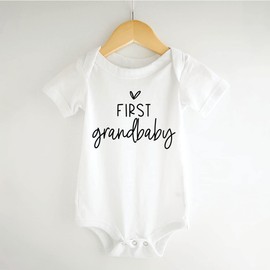 Bump and Beyond Designs Pregnancy Announcement, First Grandbaby Bodysuit (3-6 Months, White)
