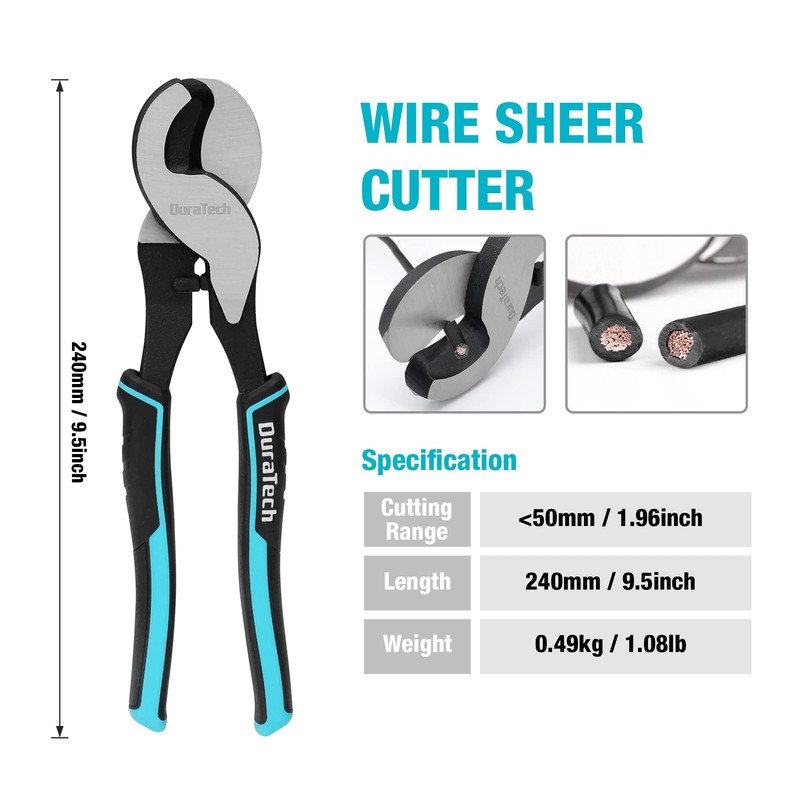 DURATECH Battery Cable Lug Crimping Tool with Wire Cutter-Wire Crimper