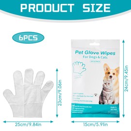 Lotsdonxia 6 Pcs Pet Cleaning Gloves – Waterless Wash Mitts for Dogs & Cats, No Rinse Hypoallergenic Grooming Gloves for Travel, Sensitive Skin & Quick Clean-Ups