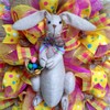 Burlap Easter Bunny with Easter Egg Basket Deco Mesh Wreath