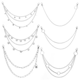 Silver Chain Belt, Jeans Pants Chains Pocket Punk Hip Hop Y2k Goth Accessories Metal Wallet Chain for Men Women (Butterfly Pants Chain)