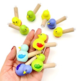 CCHAMP 10 x Multicolor Kids Wooden Whistles Party Favor Bird Whistle Toys for Kids Wooden Whistles Party Horn Blower Noise Maker Kids Party Bag Fillers
