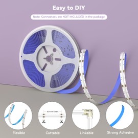 MIWISE RGB COB LED Strip Light 32.8ft/10m,Color Changing Dimmable Strip Light DC24V,Multicolor Flexible Tape Light 10mm Width,for TV,Bedroom,Party DIY Decoration(Power Supply&Controller NOT Included)