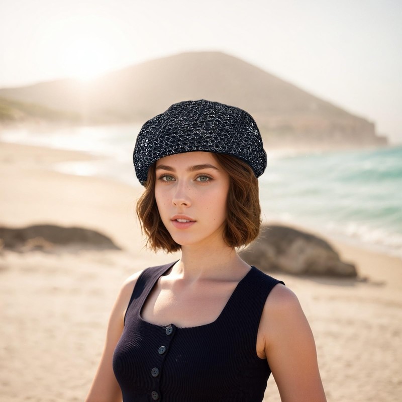 RUNQIU Beret Summer Hollow Breathable Artist Beret Women Painter's Hat