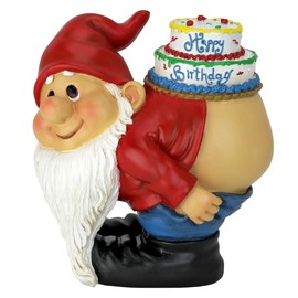 Design Toscano QM17044 Decorations-Garden Loonie Moonie Happy Birthday Naughty Mooning Gnomes Statues, Full Color
