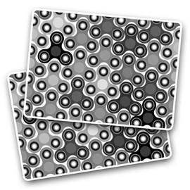 Rectangle Stickers(Set of 2) 7.5cm BW - Fidget Spinner Pattern Kids Toy Fun Decals for Laptops,Tablets,Luggage,Scrap Booking,Fridges, 36802