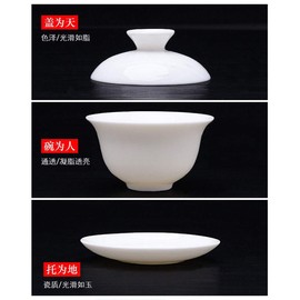 Gaiwan 100ml Cup White Porcelain Teacup Chinese Gongfu Tea Set