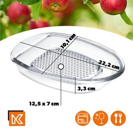 KADAX Glass Fruit Grater, Oval Apple Grater, Baby Food Grater, Apple Grater, Glass Grater, Raw Vegetable Grater, Ginger Grater (L:8.75 inch, Transparent)