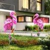 Outdoor Solar Garden Lights Hollow Metal Flamingo Lawn Light LED