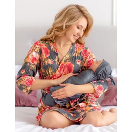 ECO BABY Mommy and Me Robe and Swaddle Set | Maternity Robe and Matching Baby Set for Girl, Boy | Hospital Labor and Delivery