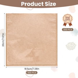 Ptwola 300 Pcs Heat-Sealable Bakery Bags with Window 7.9x7.3 Inch Grease Resistant Kraft Bakery Pastry Bags Clear Front To Go Food Pouch with Stickers for Cookies, Donuts, Sandwich