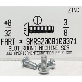 AMERICANINTEGRATEDSUPPLY.COM #8-32x3/8 Round Head Slotted Machine Screws Steel Zinc Plated (50)