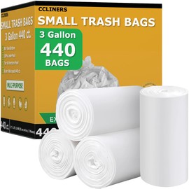 Bolsas de basura pequeñas de 3 galones, 440 unidades, bolsas de basura de plástico transparente para cubos de basura de 2 galones, 4 galones para contenedores del hogar y la oficina (440 bolsas)