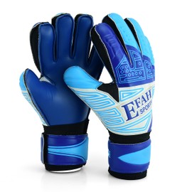 EFAH SPORTS Football Goalkeeper Gloves For Kids Boys Children Youth Soccer Goaile Glove With Fingersave and Double Wrist Protection Strong Grip Palms (Size 4 suitable for 6 to 9 years old, Blue)