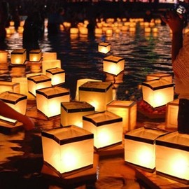 JINL® 10 Pack Square Chinese Lanterns Wishing, Praying, Floating, River Paper Candle Light