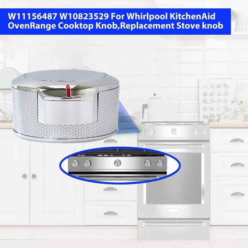 W11156487 Range Knob Compatible for KitchenAid KFED500EBL03, KFED500EBS00, KFED500EBS03, KFED500EBS05,