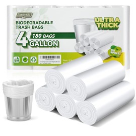Inwaysin 4-6 Gallon Small Trash Bags Biodegradable 180 Counts, Ultra Thick & Strong 4 Gallon Trash Bag, Unscented Small Garbage Bags, Easy Tearing Waste Basket Liners for Bathroom, Bedroom, Office