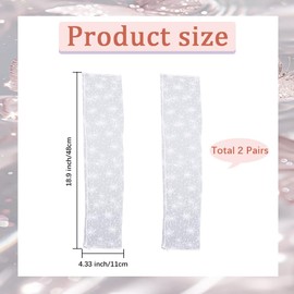 CABODYALS 2 Pairs White Lace Arm Sleeves Long Fingerless Transparent Gloves Flower Tulle Sheer Floral Sun Protection Arms Sleeve Elbow for Women Party Wedding Dress Performance Costume Decorations