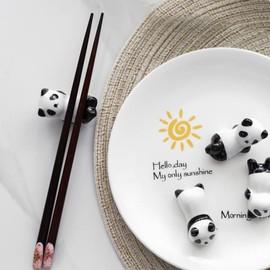 8Pcs Ceramic Chopstick Holder Ceramic Chopstick Rest Cute Chopstick Rest Panda Chopsticks Rest Dinner Spoon Stand Fork Holder Kitchen Art Craft Tableware for Placing Chopsticks While Eating