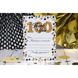 Confetti Polka Dot 100th Themed Thank You Notes, Ten 4" x 5.5" Fill In the Blank Cards with 10 White Envelopes by AmandaCreation