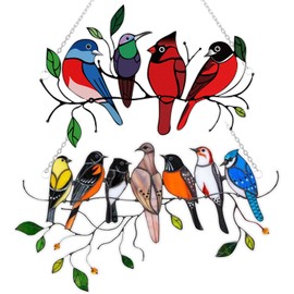 USHXVG 2Pcs Bird Hanging Ornaments, Bird Pendants, Home Garden Yard Decoration Pendants, Acrylic Bird Hanging Ornaments, Flock Of Birds Art Pendants, Outdoor Retro Hanging Ornaments