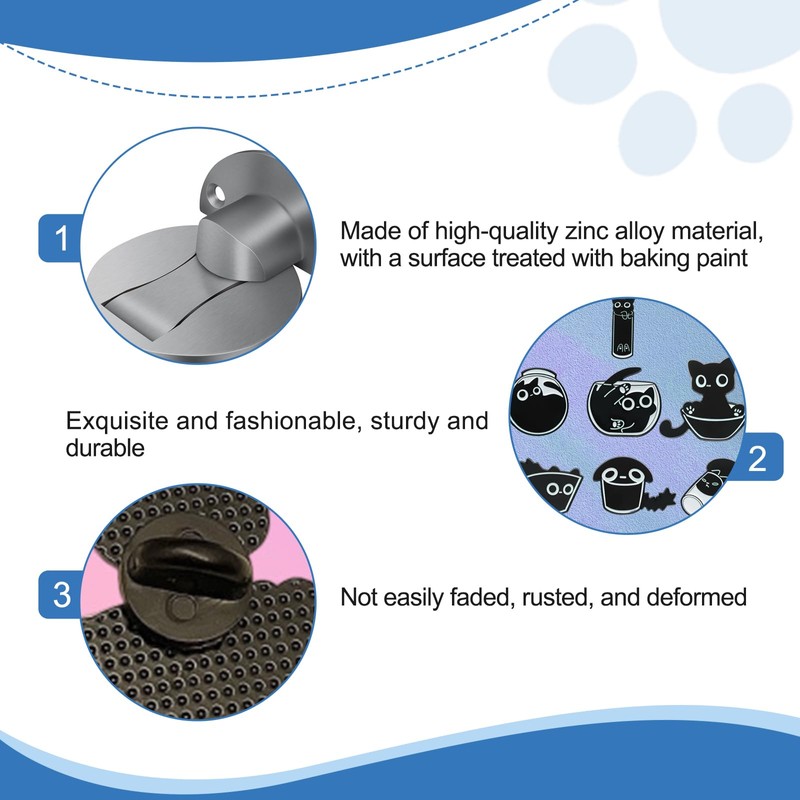 Pack of 7 Black Cat Enamel Lapel Pins, Cute Pin