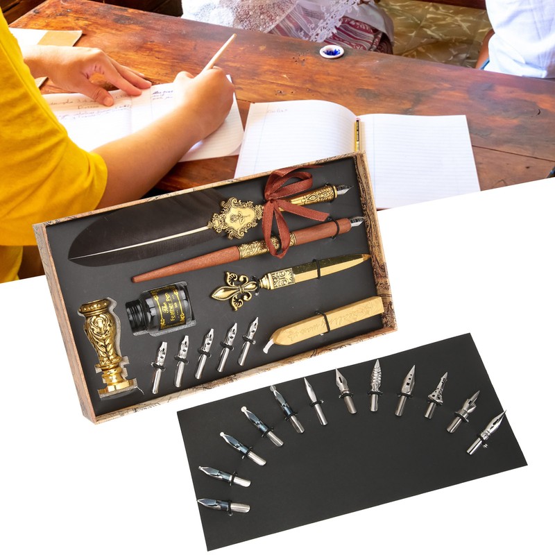 Feather Pen Set Retro British Creativity Writing Suit for Business